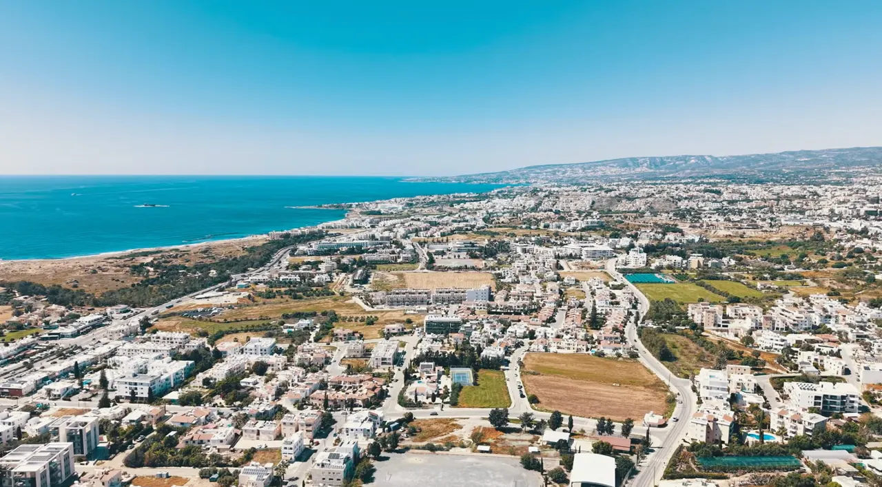 Aerial view of the Paphos coastline in Cyprus