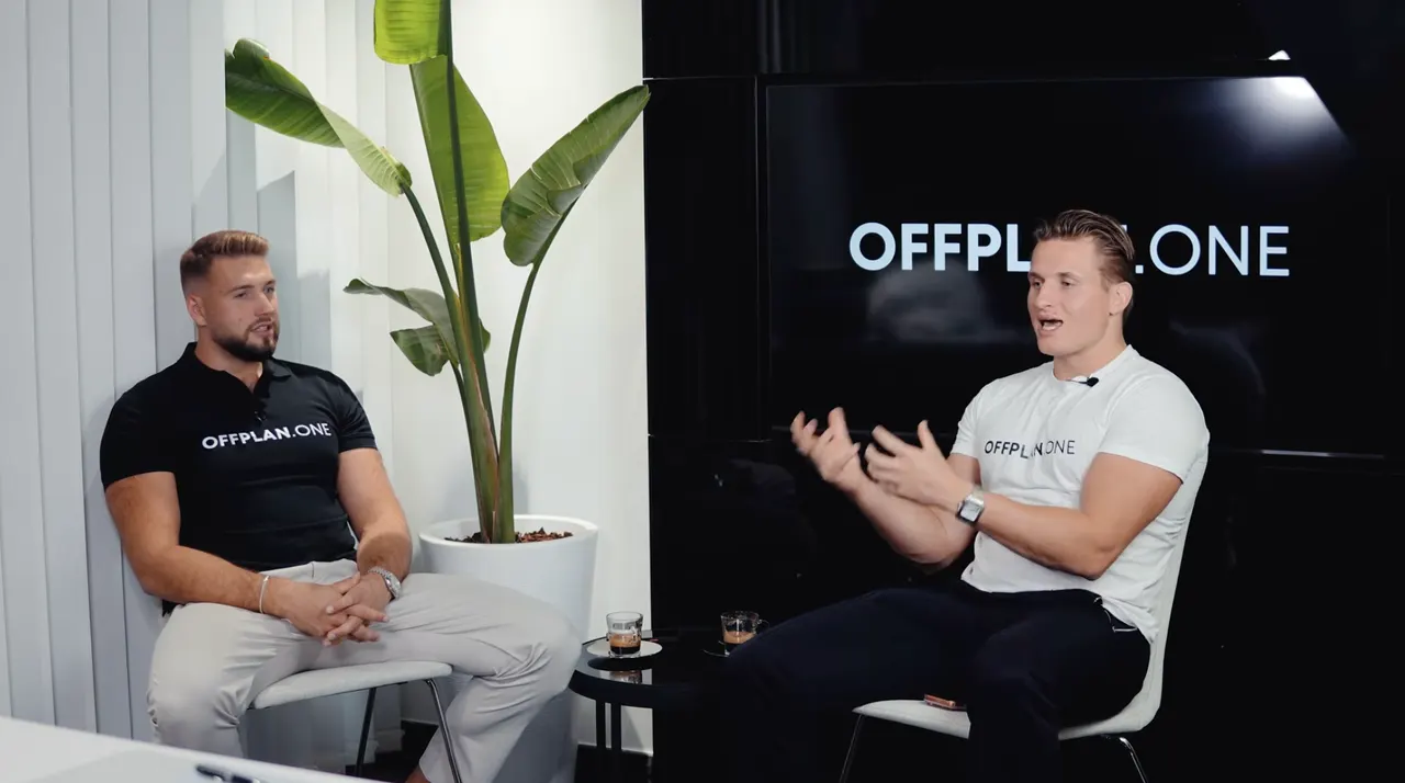 Offplan.one team members in a modern podcast studio
